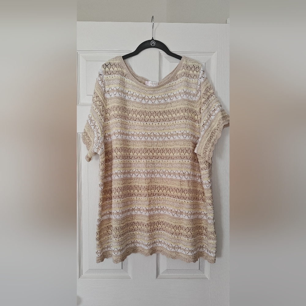 Kim Gravel Boho Crochet-look Top 3X